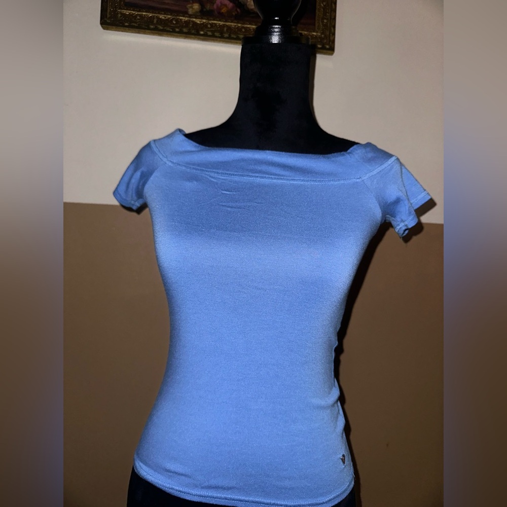 Guess Blue Fitted Short Sleeve Tee